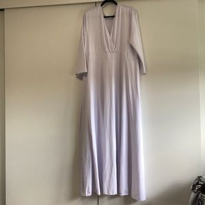 White Maxi 3/4 sleeve faux wrap dress